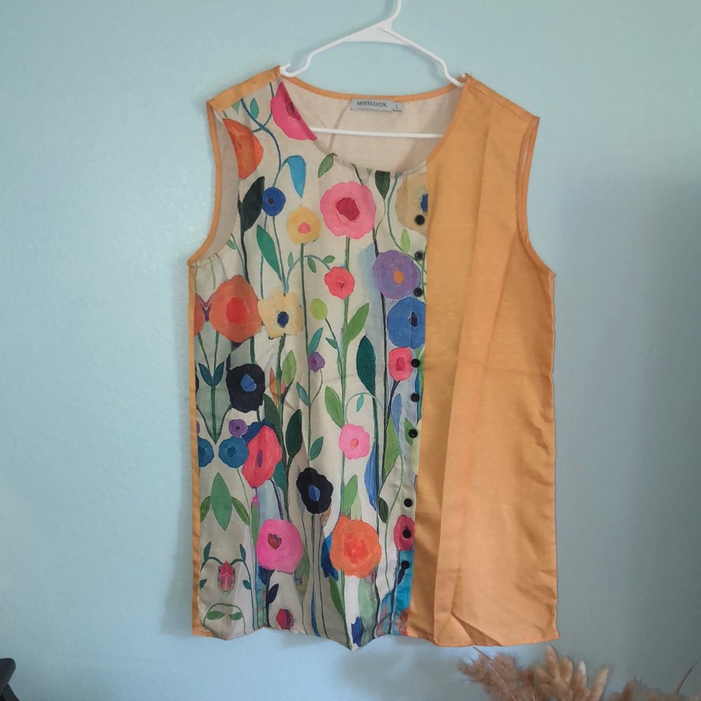 Colorful Floral Sleeveless Top